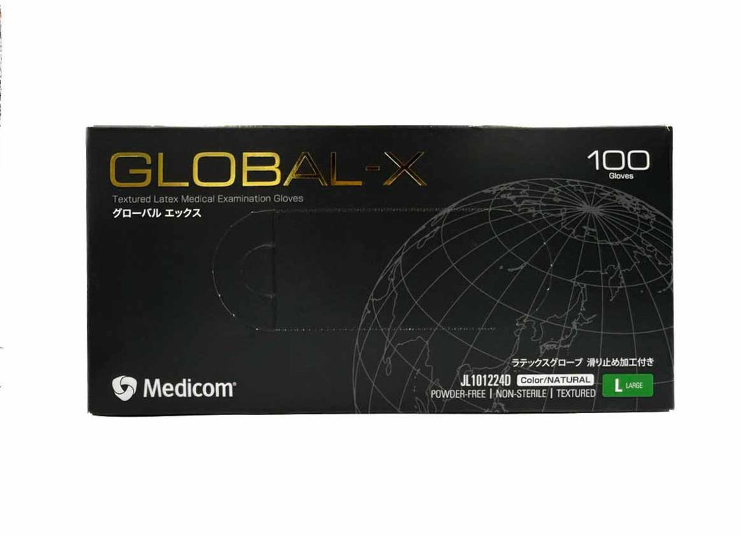 Medicom GLOBAL-X Latex Medical Examination Gloves 高級乳膠手套 (大碼-Size L) 100隻/盒