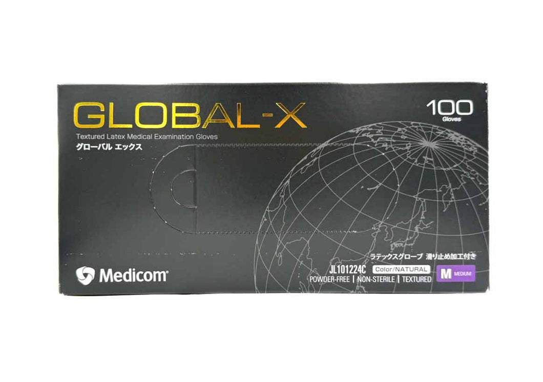 Medicom GLOBAL-X Latex Medical Examination Gloves 高級乳膠手套 (中碼-
Size M) 100隻/盒